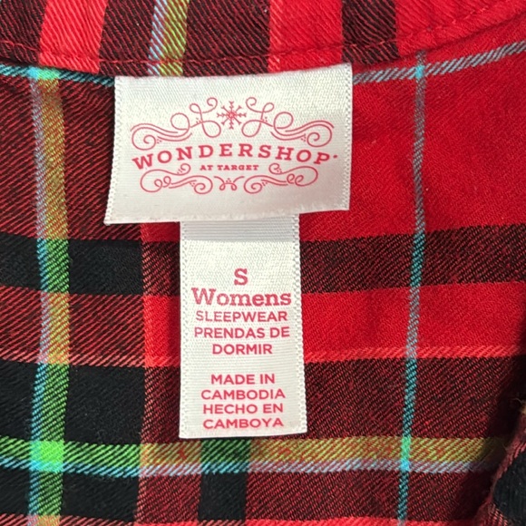 Wondershop At Target Women's Long Sleeve Plaid Button Sleepwear Gown Red Size S - Picture 5 of 9